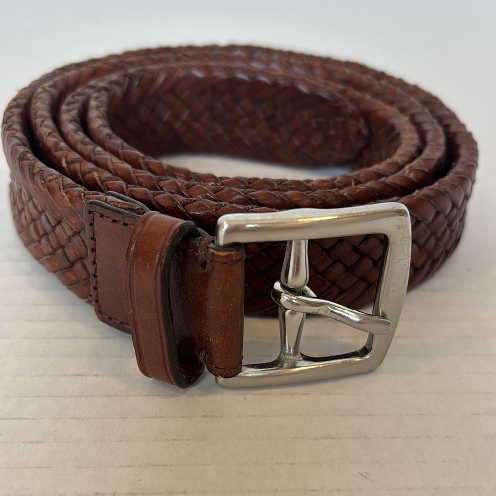 Coach Men's Brown Leather Braided Belt w/Silver Buckle Size 40 - Picture 2 of 6